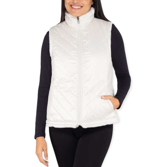 nicole miller original off white ivory reversible puffer vest size S - Picture 13 of 15